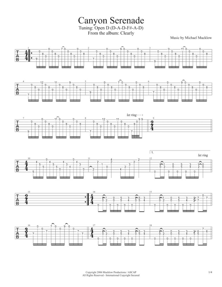 Canyon Serenade Guitar Tab Michael Mucklow Relaxing Guitar Music
