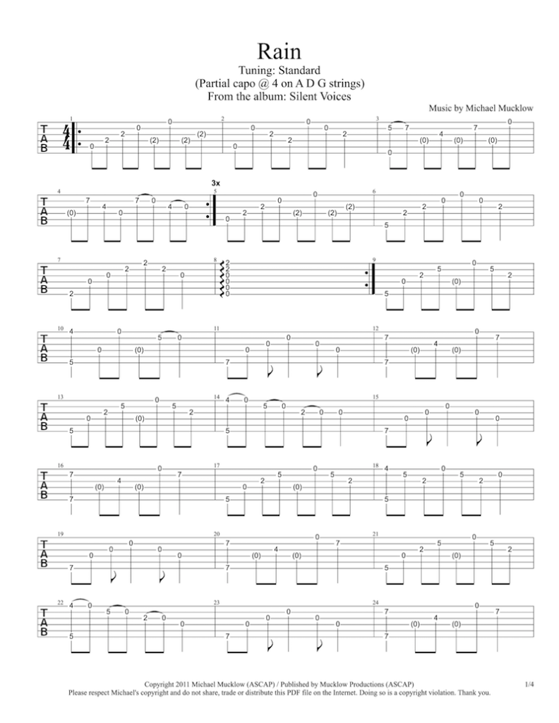 Rain Guitar Tab Michael Mucklow Relaxing Guitar Music